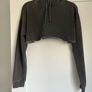 Forever 21 Gray Cropped Boxy Hoodie